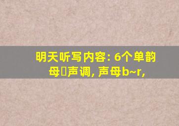 明天听写内容: 6个单韵母➕声调, 声母b~r,